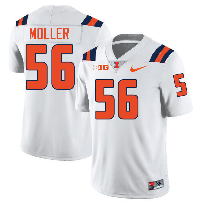 Men #56 Magnus Moller Illinois Fighting Illini College Football Jerseys Stitched-White